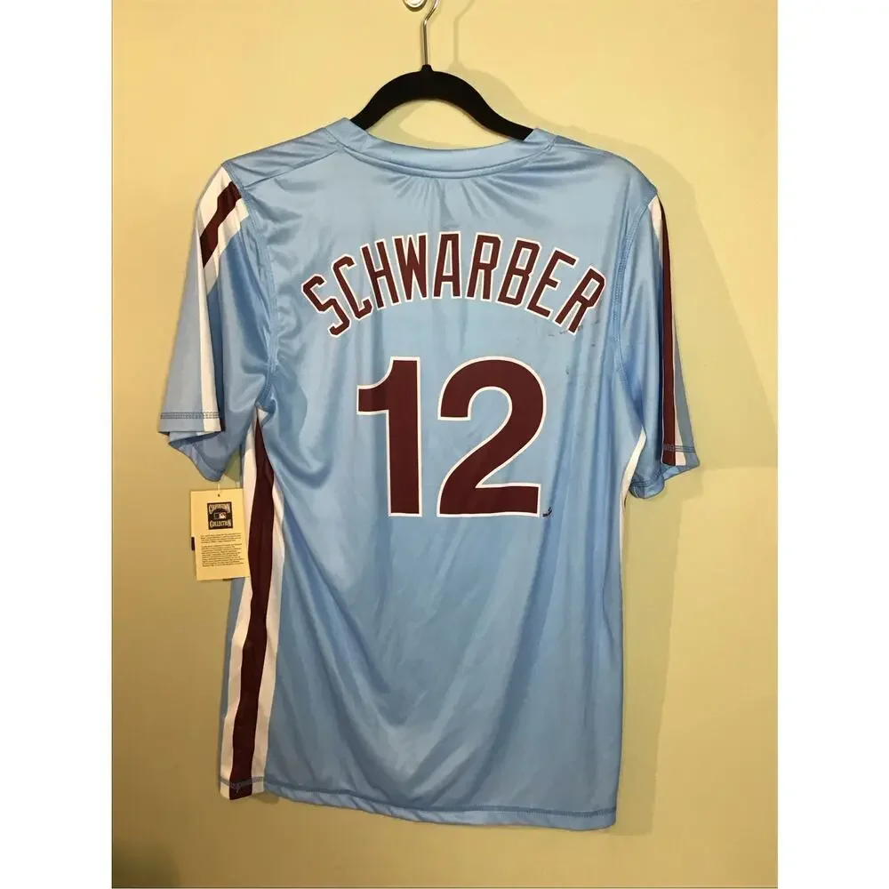 Phillies Kyle Schwarber jersey powder blue styling maroon Letters Sz 18/20 NWT